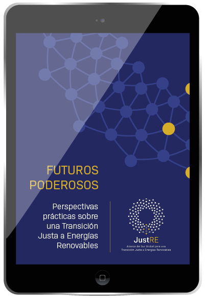 Portada del libro "Futuros Poderosos" en tableta